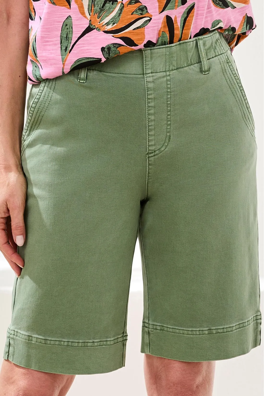 Comfort Stretch Pull-On Bermuda Shorts-Moss sold by Tribal product image thumbnail 3