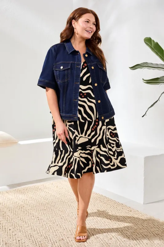 Size Inclusive Comfort Stretch Elbow Sleeve Denim Jacket-Rinse made by Tribal