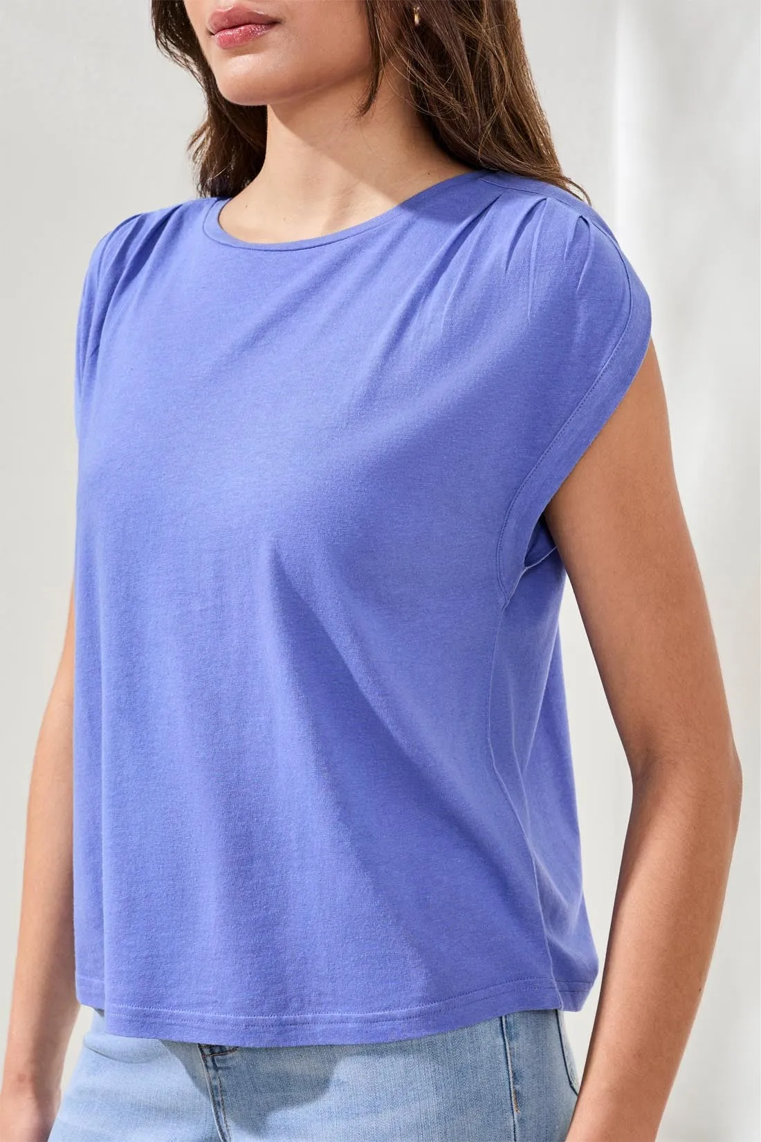 Boat Neck Cap Sleeve Top-Baja blue sold by Tribal product image thumbnail 3