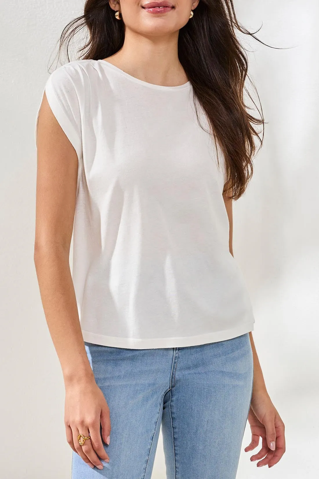 Boat Neck Cap Sleeve Top-White sold by Tribal product image thumbnail 3