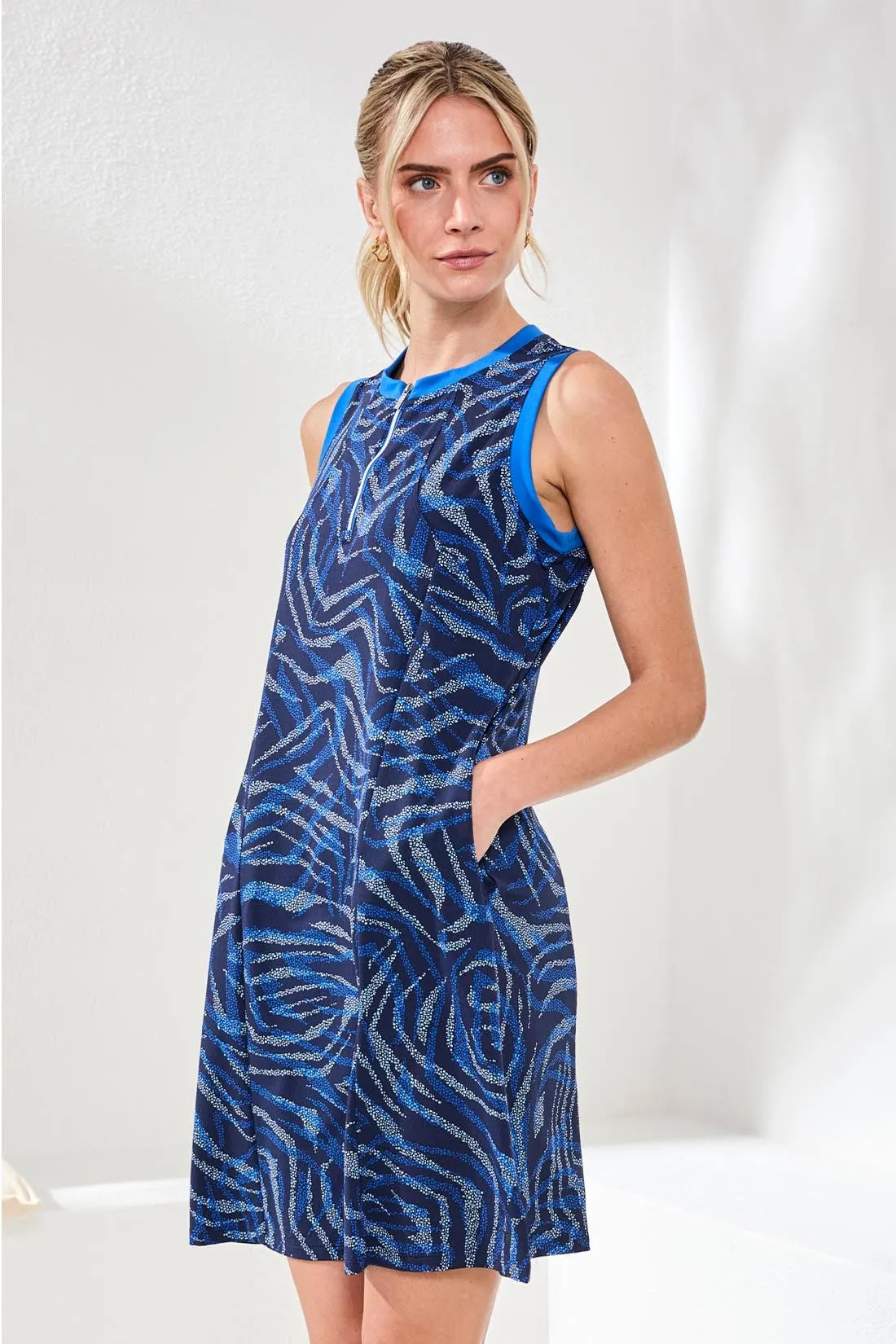 Sleeveless Printed Crewneck Dress-Aquatic sold by Tribal product image thumbnail 2