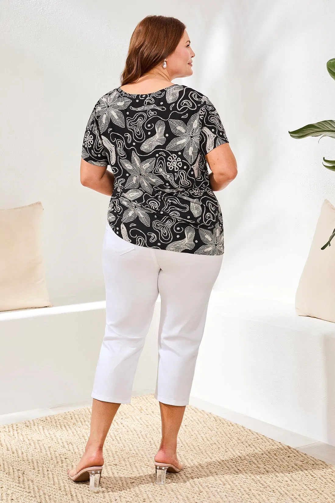 Size Inclusive Crew Neck Top With Side Ruching-Quartz sold by Tribal product image thumbnail 4