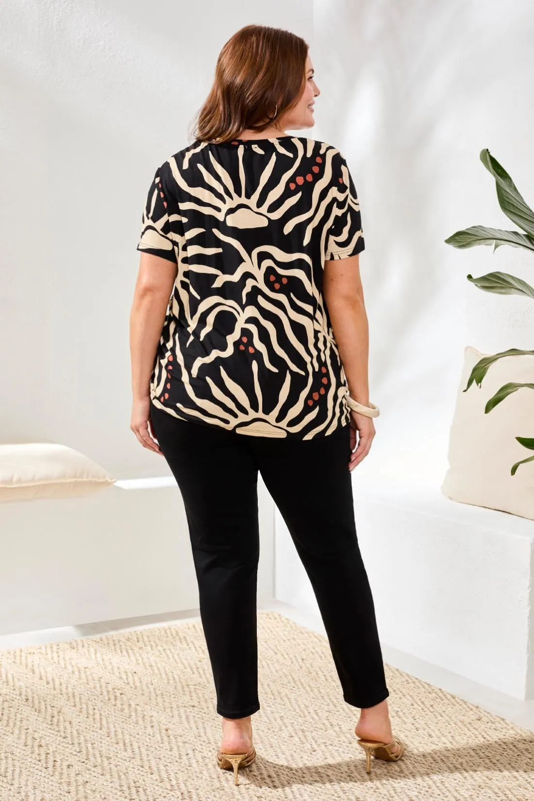 Size Inclusive Crew Neck Top With Side Ruching-Chestnut sold by Tribal product image thumbnail 4