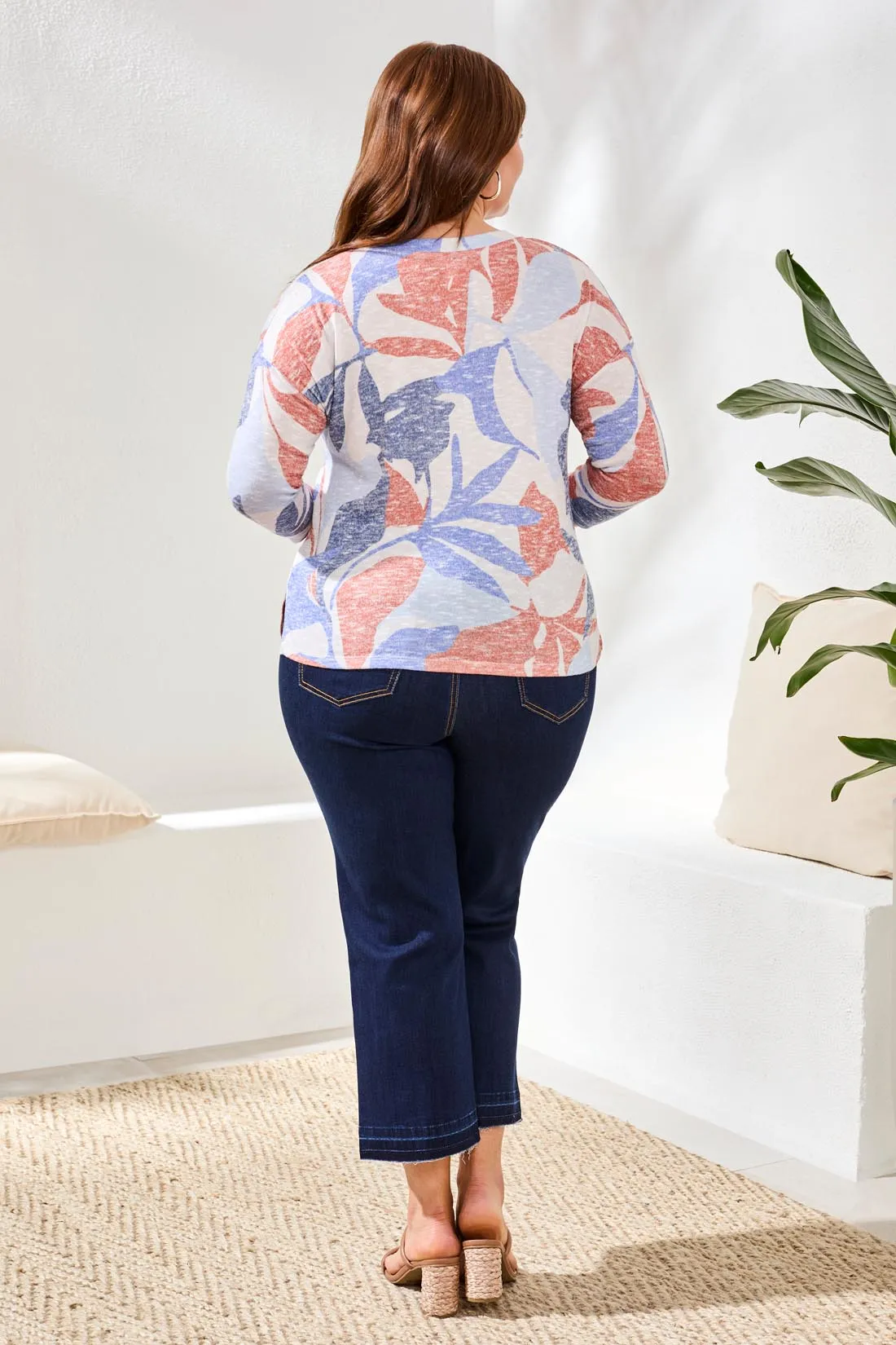 Size Inclusive 3/4 Sleeve Crew Neck Top-Sky sold by Tribal product image thumbnail 4