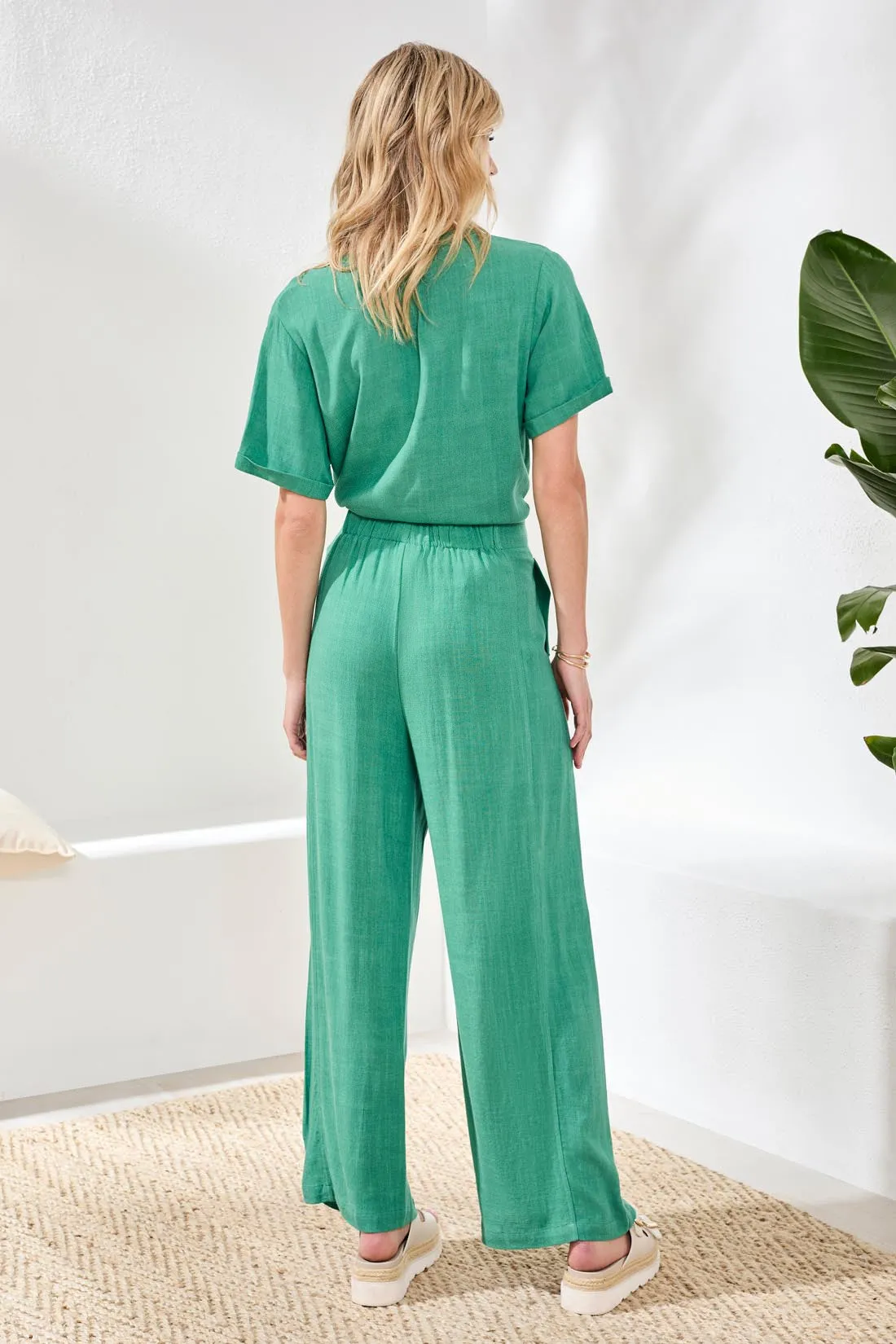 Flowy Linen Wide Leg Ankle Pant-Grass sold by Tribal product image thumbnail 4