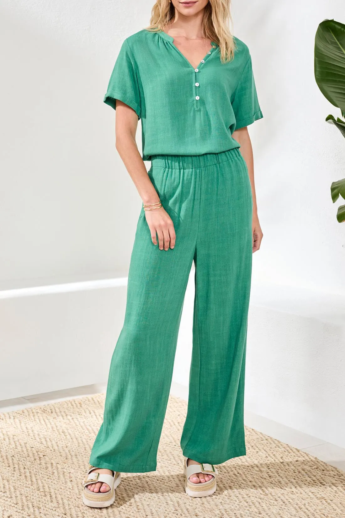 Flowy Linen Wide Leg Ankle Pant-Grass sold by Tribal product image thumbnail 2