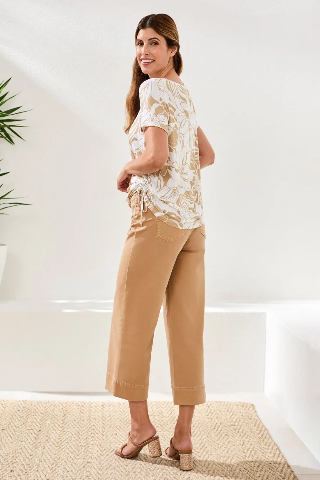 Printed Jersey Crew Neck Top With Side Ruching-Desert sold by Tribal product image thumbnail 4