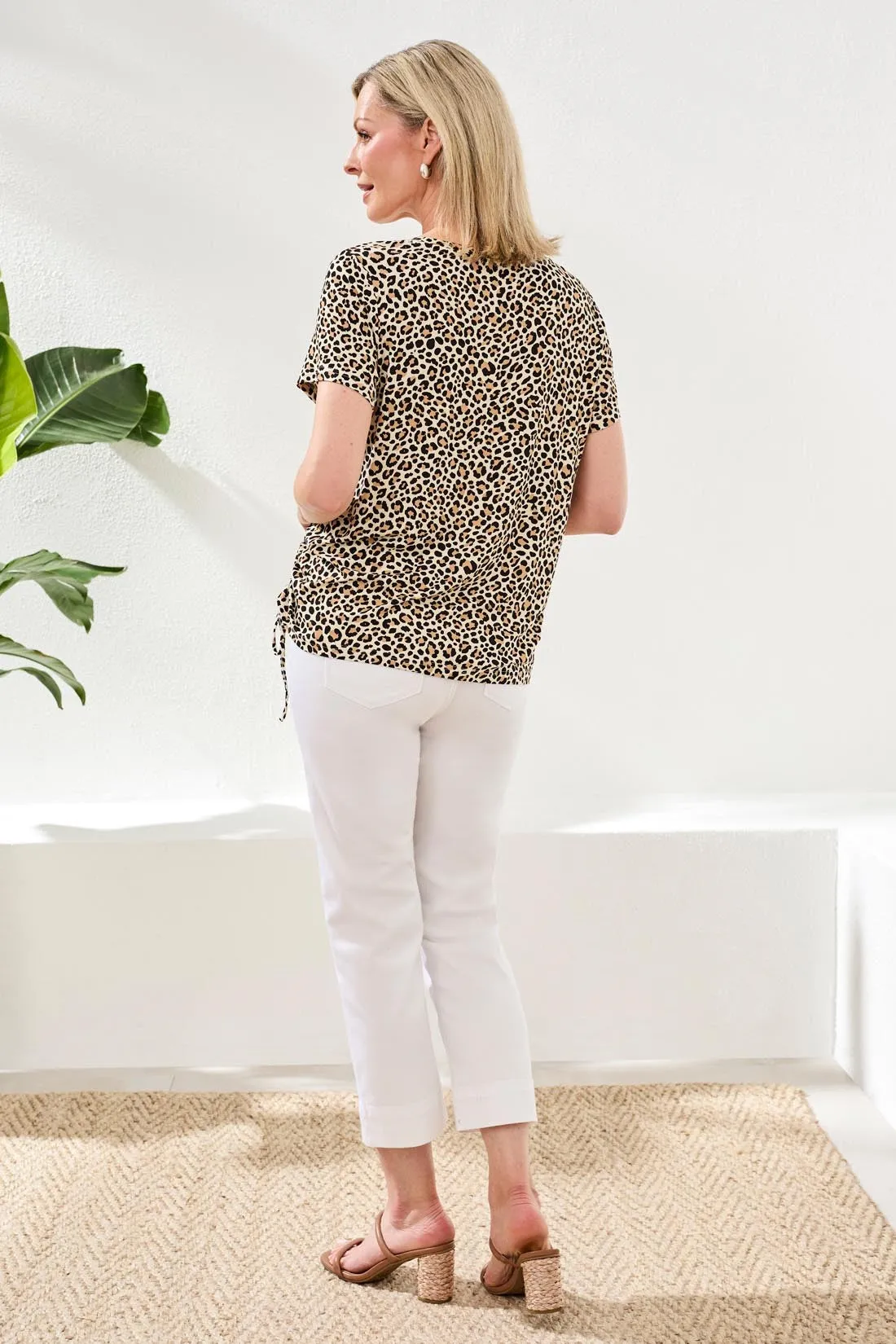 Printed Jersey Crew Neck Top With Side Ruching-Sesame sold by Tribal product image thumbnail 2