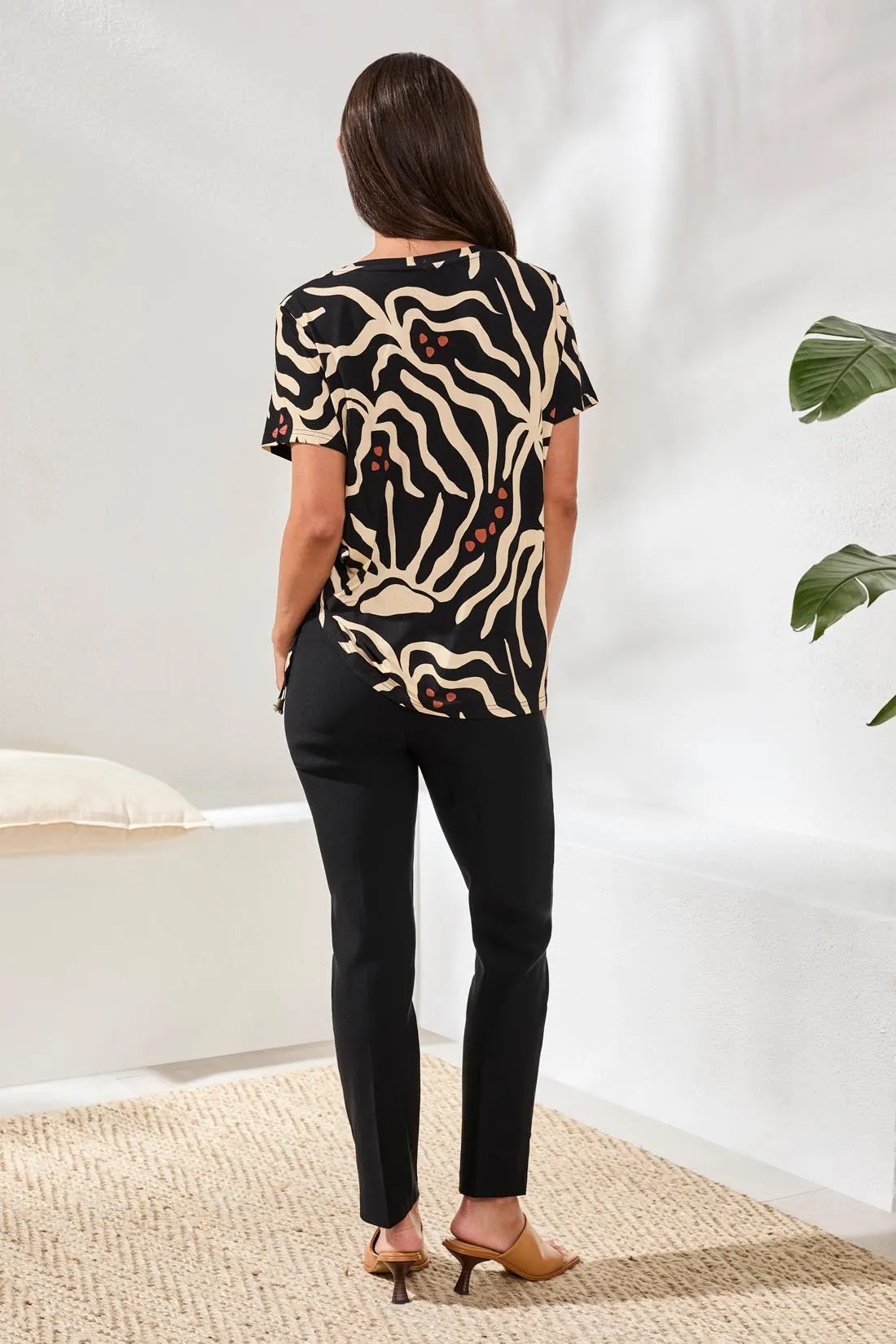 Printed Jersey Crew Neck Top With Side Ruching-Chestnut sold by Tribal product image thumbnail 4