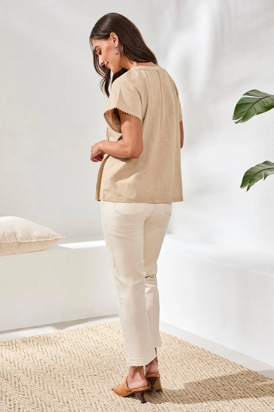 Cotton Slub Split Neck Tassel Top-Beach sold by Tribal product image thumbnail 4