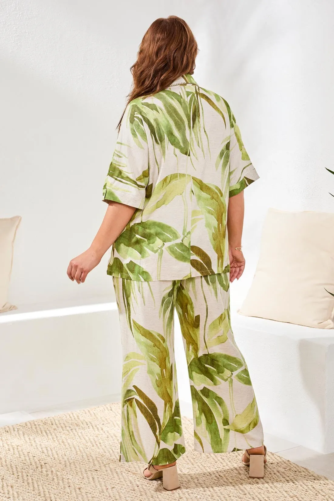 Size-Inclusive Flowy Linen Dolman Elbow Sleeve Blouse-Mintleaf sold by Tribal product image thumbnail 4