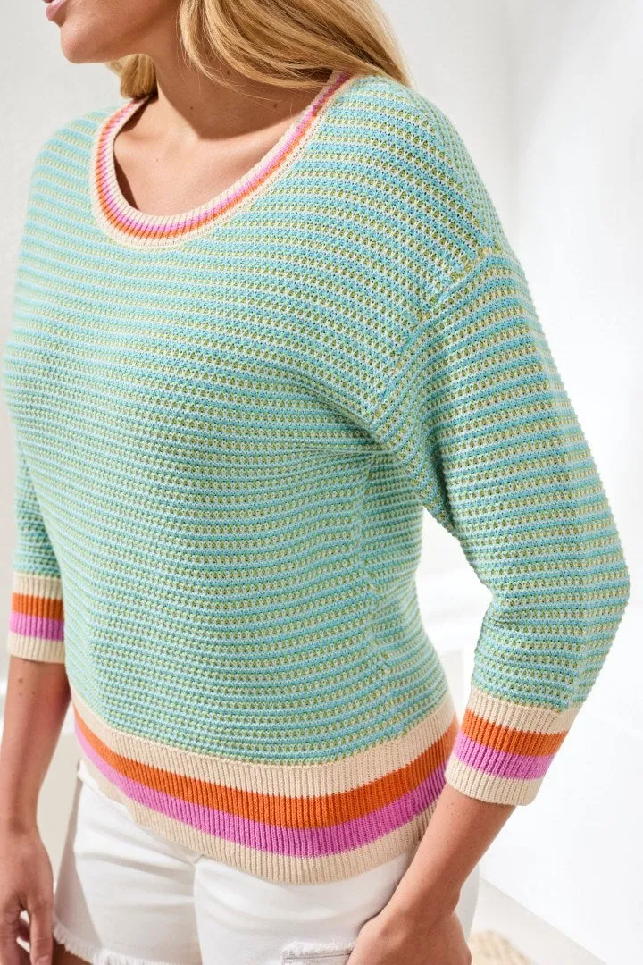 Scoop Neck Cotton Stripe Sweater-Mintleaf sold by Tribal product image thumbnail 5