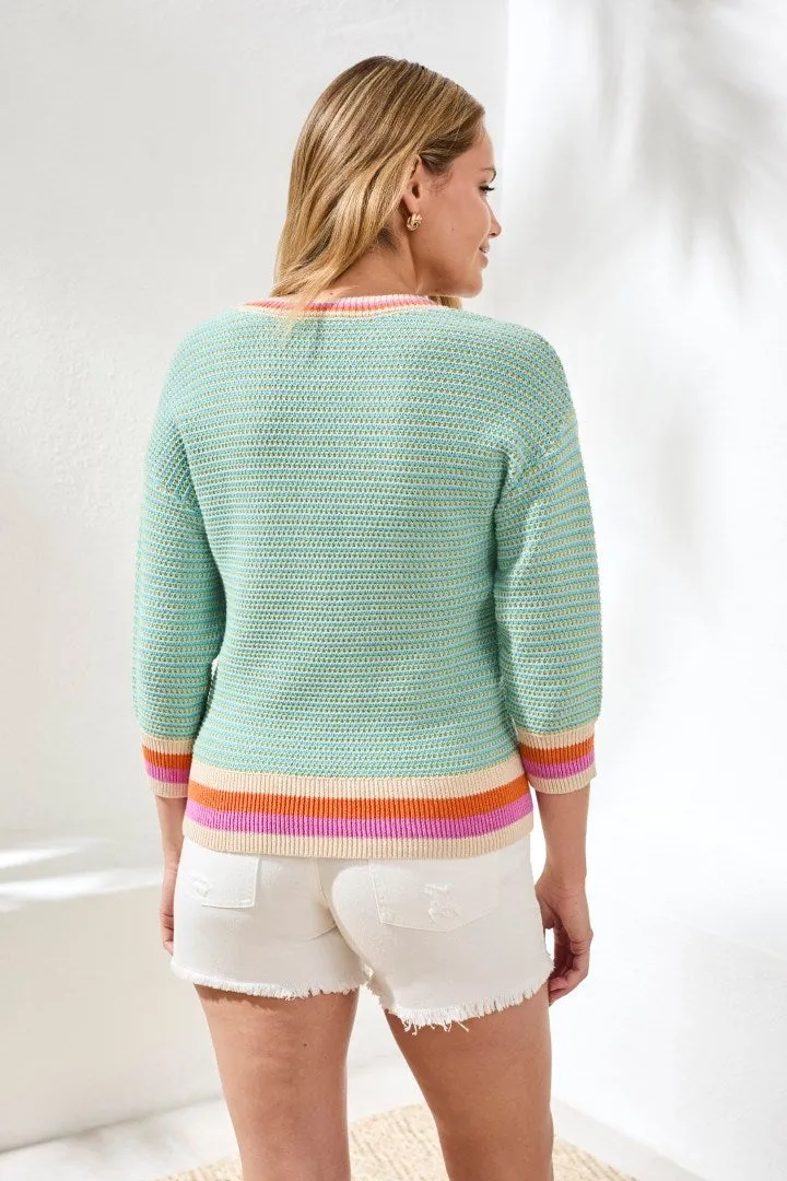 Scoop Neck Cotton Stripe Sweater-Mintleaf sold by Tribal product image thumbnail 3