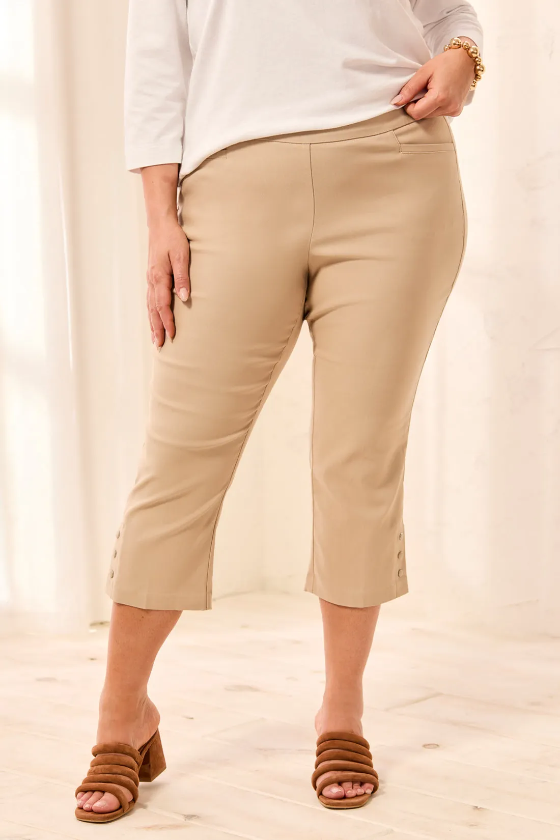 Size Inclusive Flatten It® Slim Leg Capris With Snap Vents-Beach sold by Tribal product image thumbnail 3