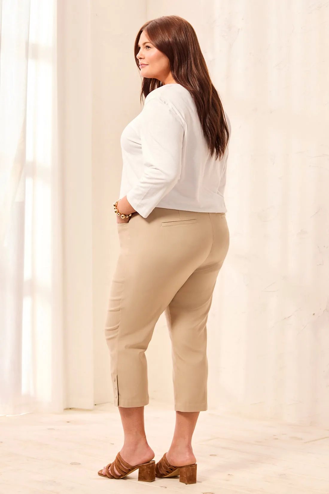 Size Inclusive Flatten It® Slim Leg Capris With Snap Vents-Beach sold by Tribal product image thumbnail 2
