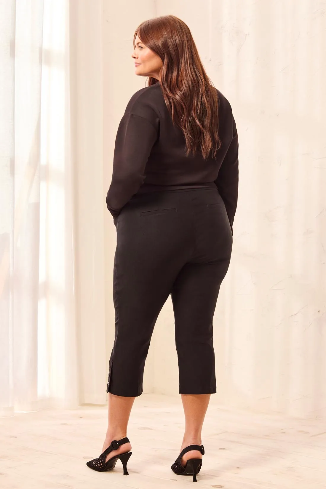 Size Inclusive Flatten It® Slim Leg Capris With Snap Vents-Black sold by Tribal product image thumbnail 4