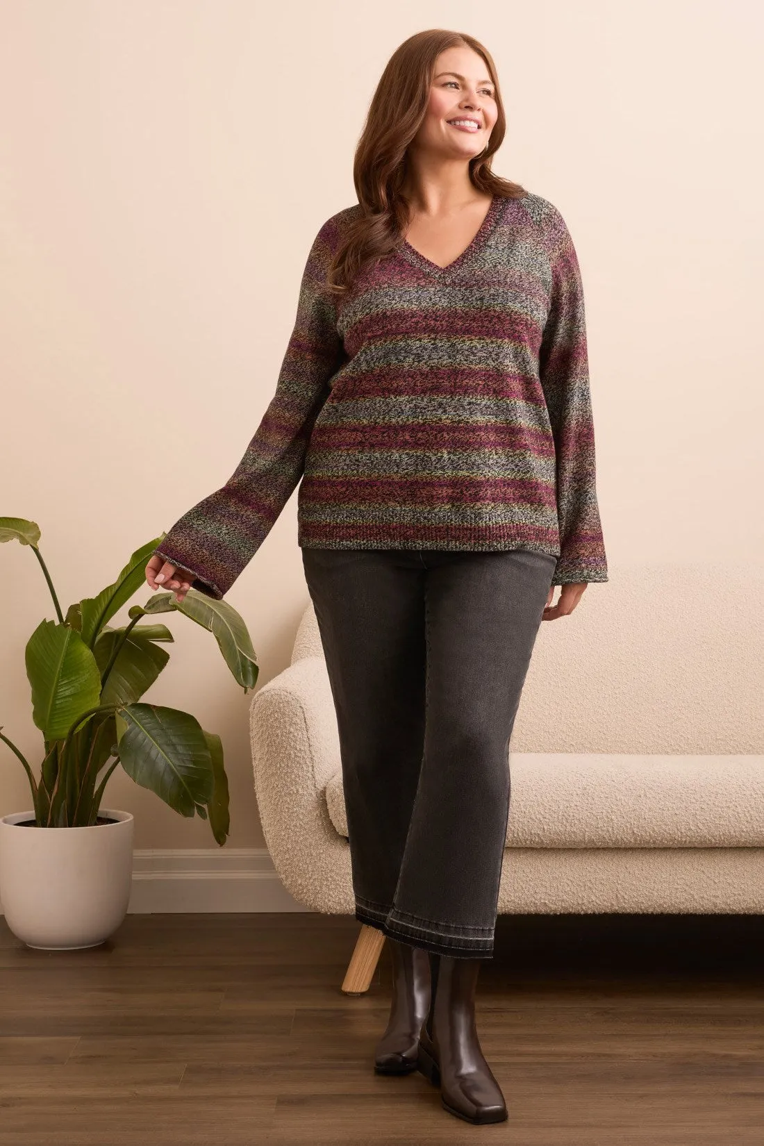 Combed Cotton V-Neck Sweater-Wine sold by Tribal product image thumbnail 2