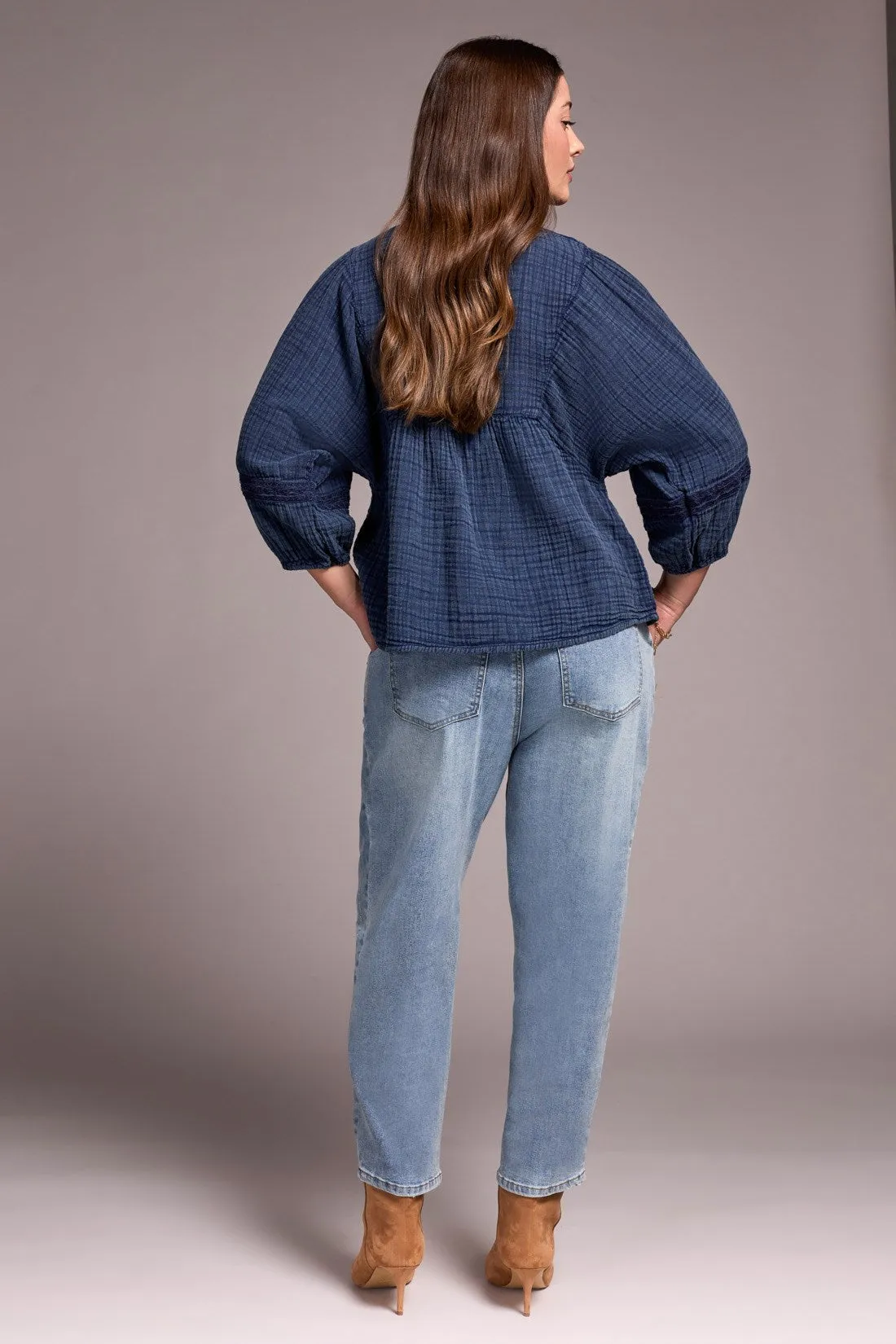 Cotton Gauze 3/4 Sleeve Empire Waist Blouse-Nightfall sold by Tribal product image thumbnail 4