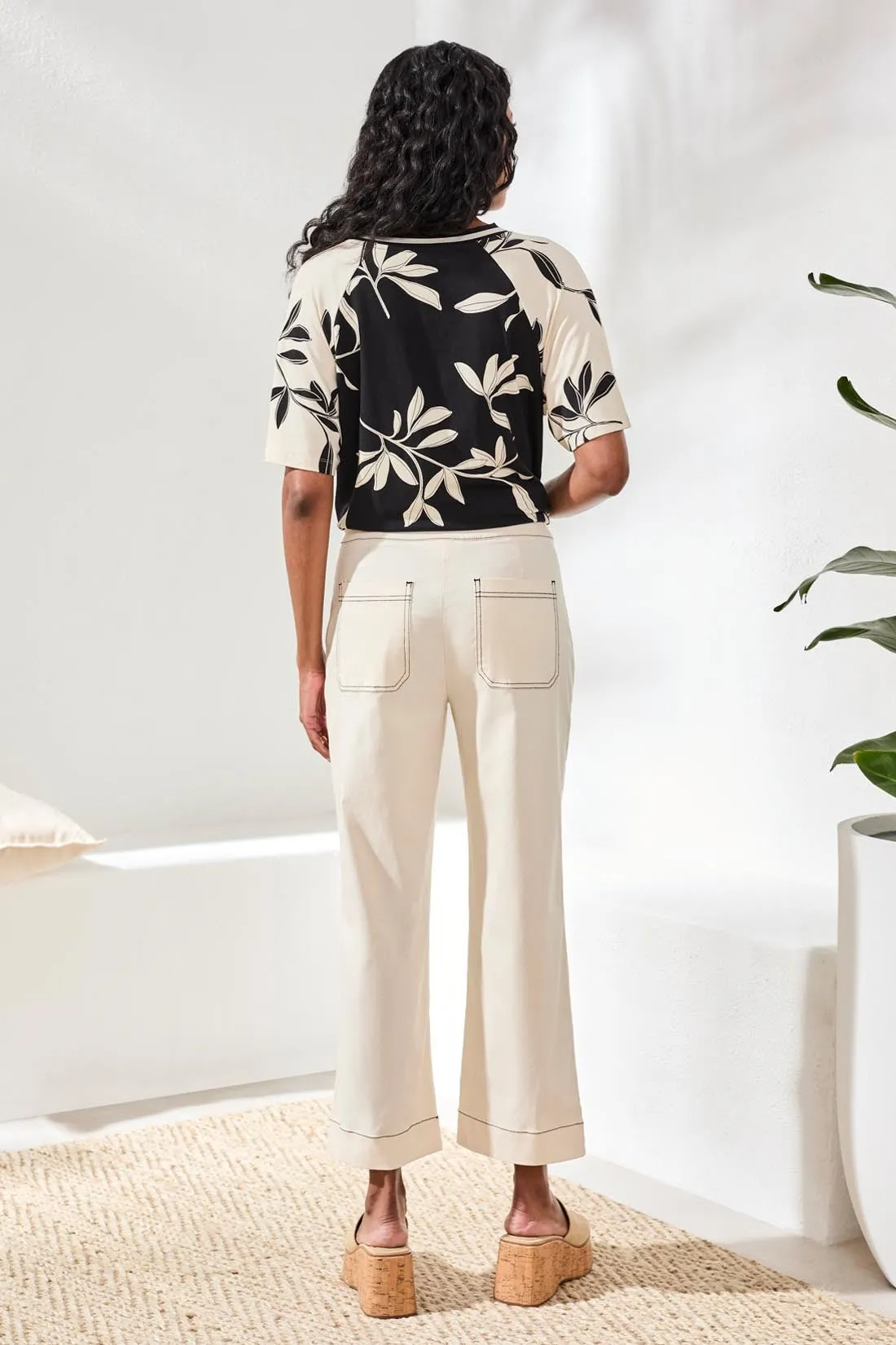 Signature Stretch Twill High‑Rise Wide‑Leg Capri Pants-Canvas sold by Tribal product image thumbnail 4