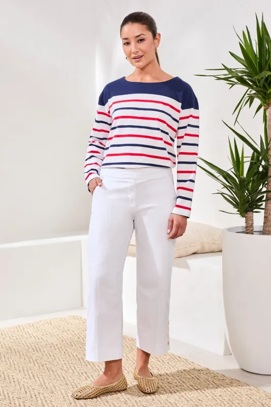 Flatten It® Tummy Control Wide Leg Pull-On Capris Pants-White made by Tribal