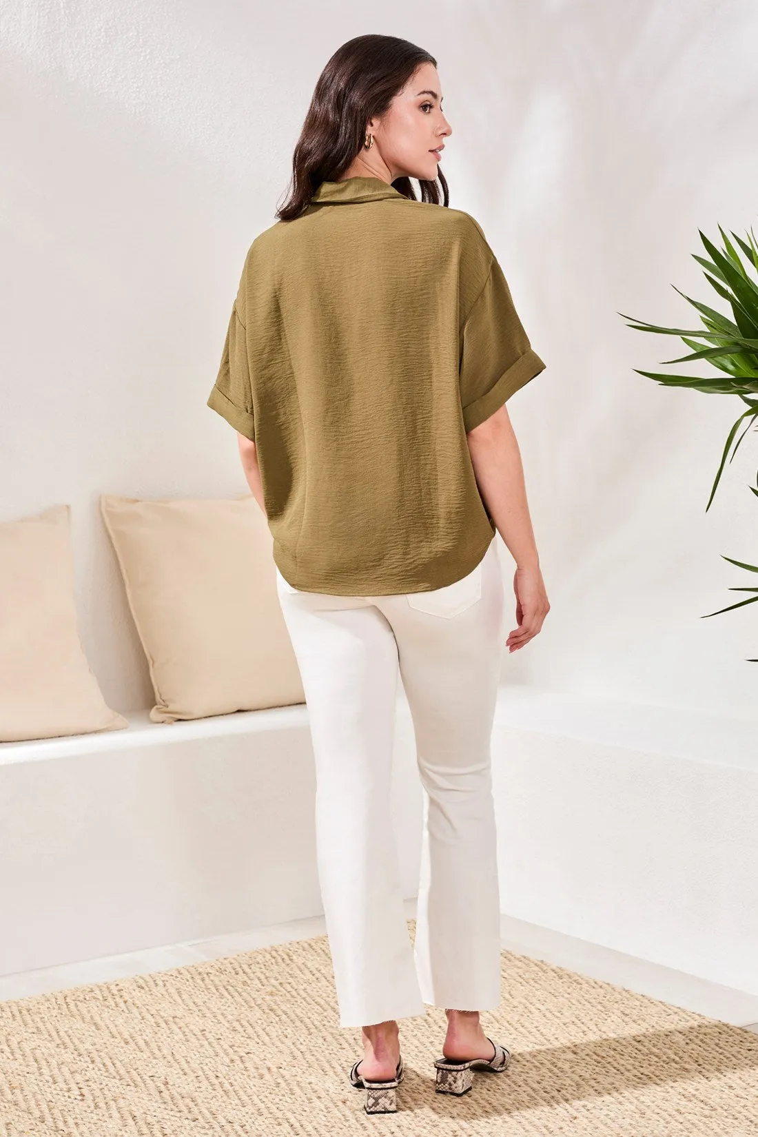 Airflow Draped Lapel Collar Blouse-Rainforest sold by Tribal product image thumbnail 4
