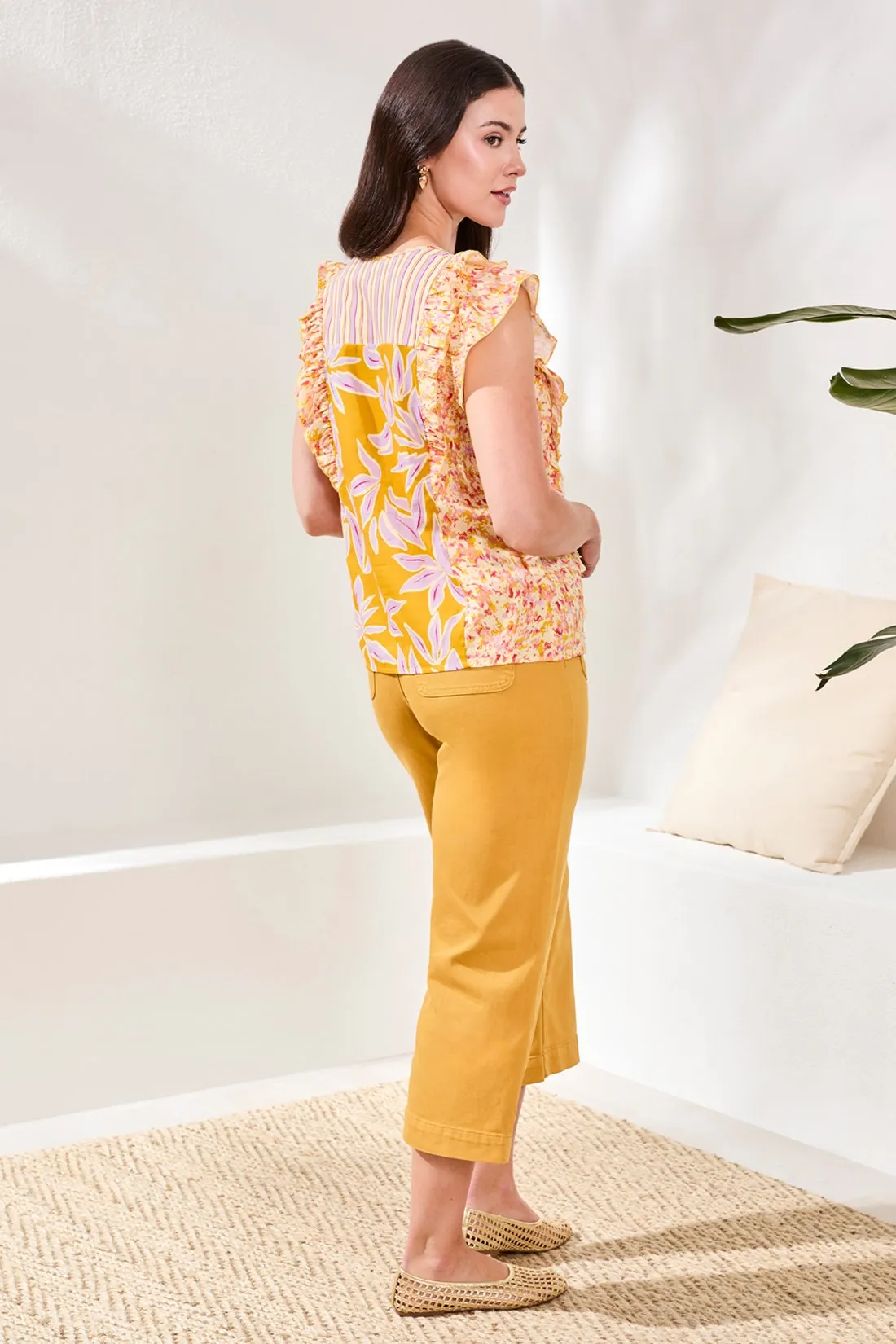 Mixed Print Notch Neck Blouse-Mustard sold by Tribal product image thumbnail 4