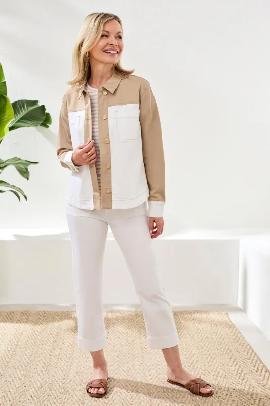 Comfort Stretch Color Block Denim Jacket-Beach made by Tribal