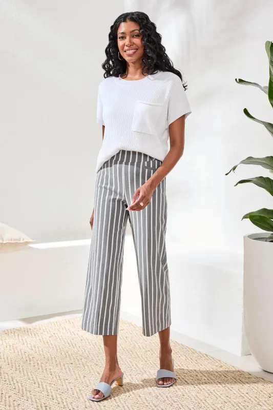 Bengaline Stripe Pull-On Capri Pants-Black made by Tribal