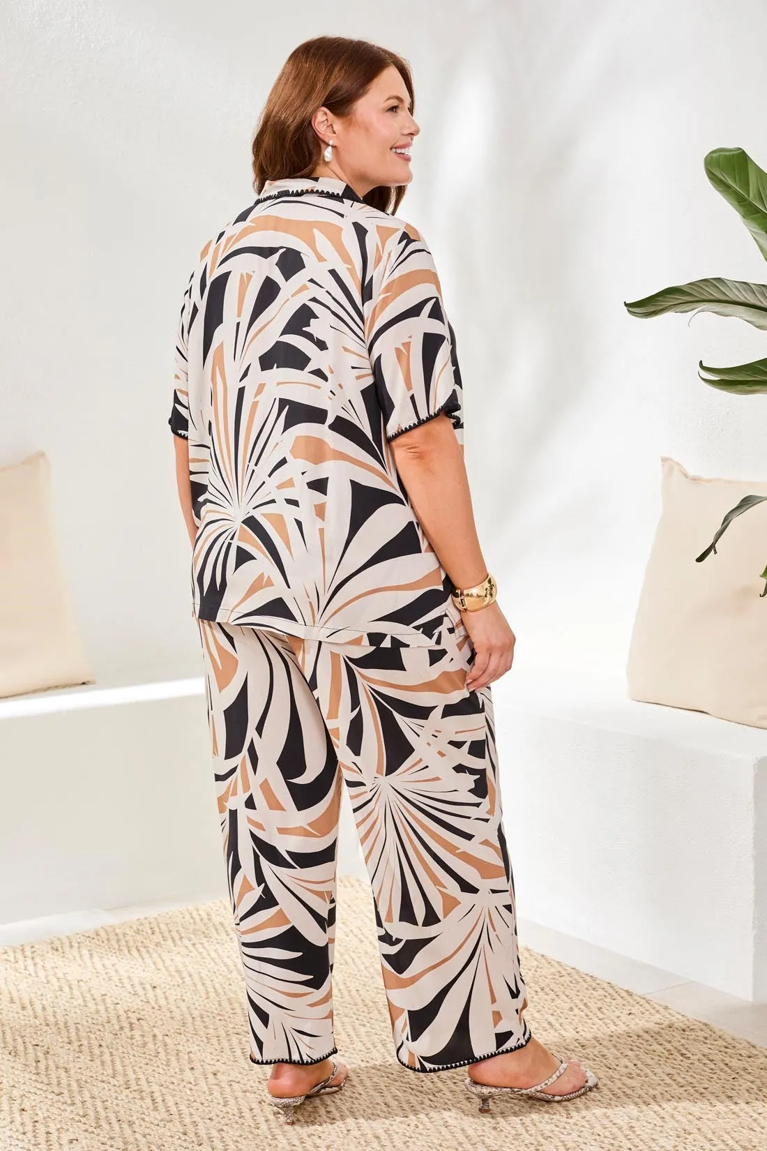 Size Inclusive Button‑Front Collared Short‑Sleeve Blouse-Chestnut sold by Tribal product image thumbnail 4