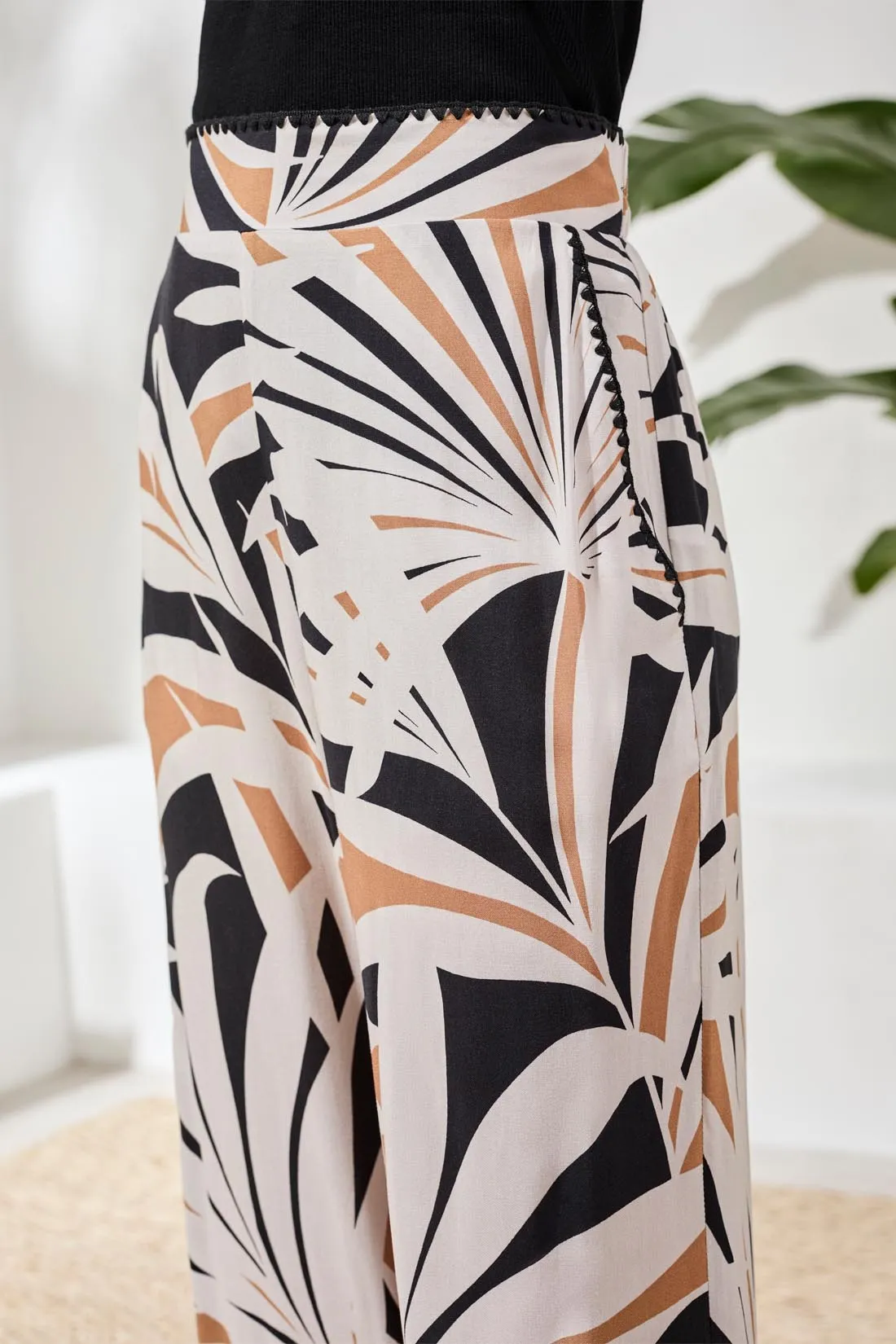 Flowy Wide Leg Pants with Waistband & Pockets-Chestnut sold by Tribal product image thumbnail 3
