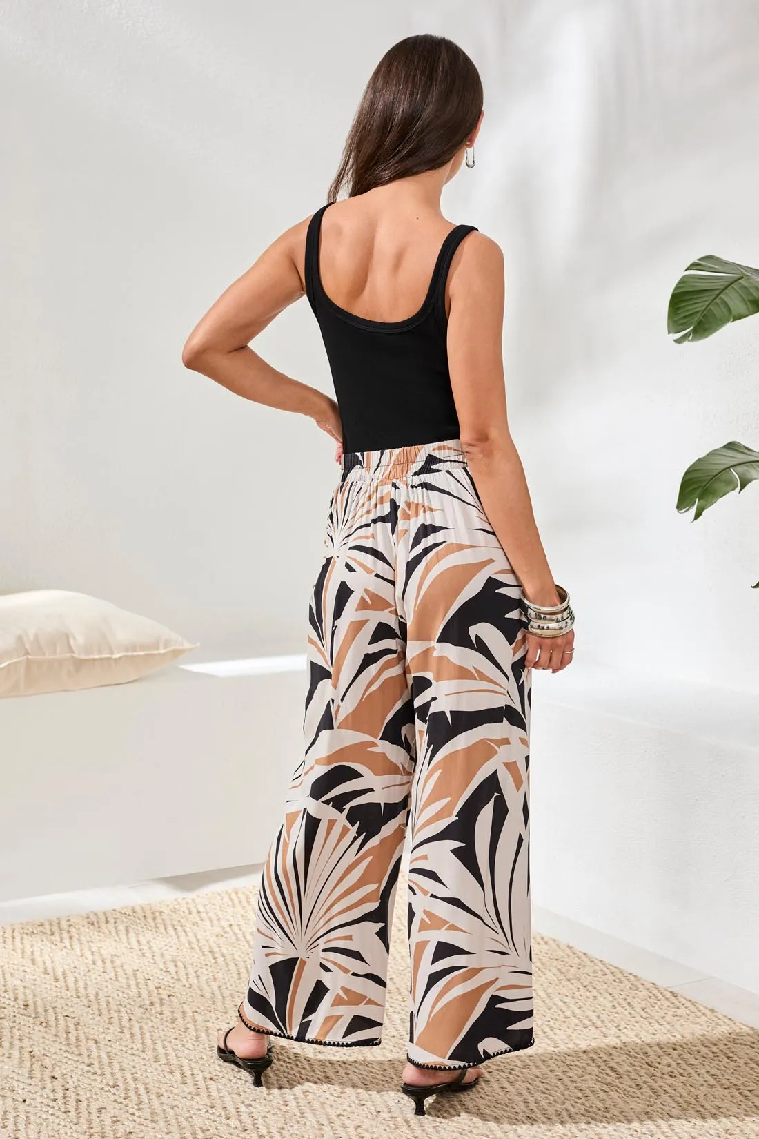 Flowy Wide Leg Pants with Waistband & Pockets-Chestnut sold by Tribal product image thumbnail 4