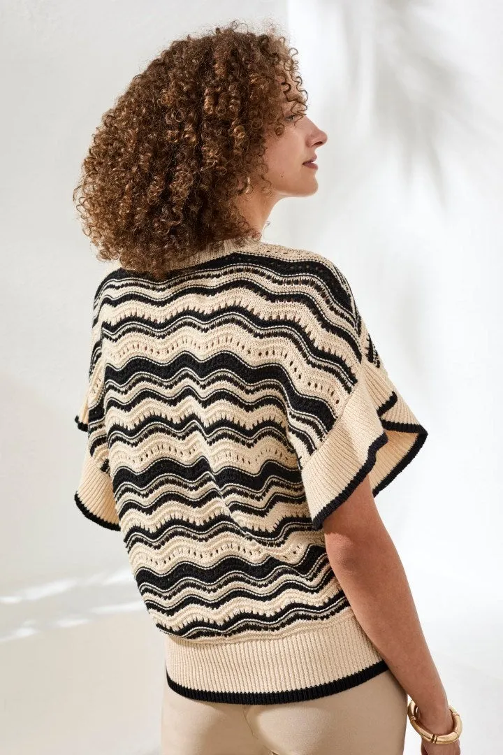 Wave Jacquard Knit Sweater with Refined Tipping-Canvas sold by Tribal product image thumbnail 3