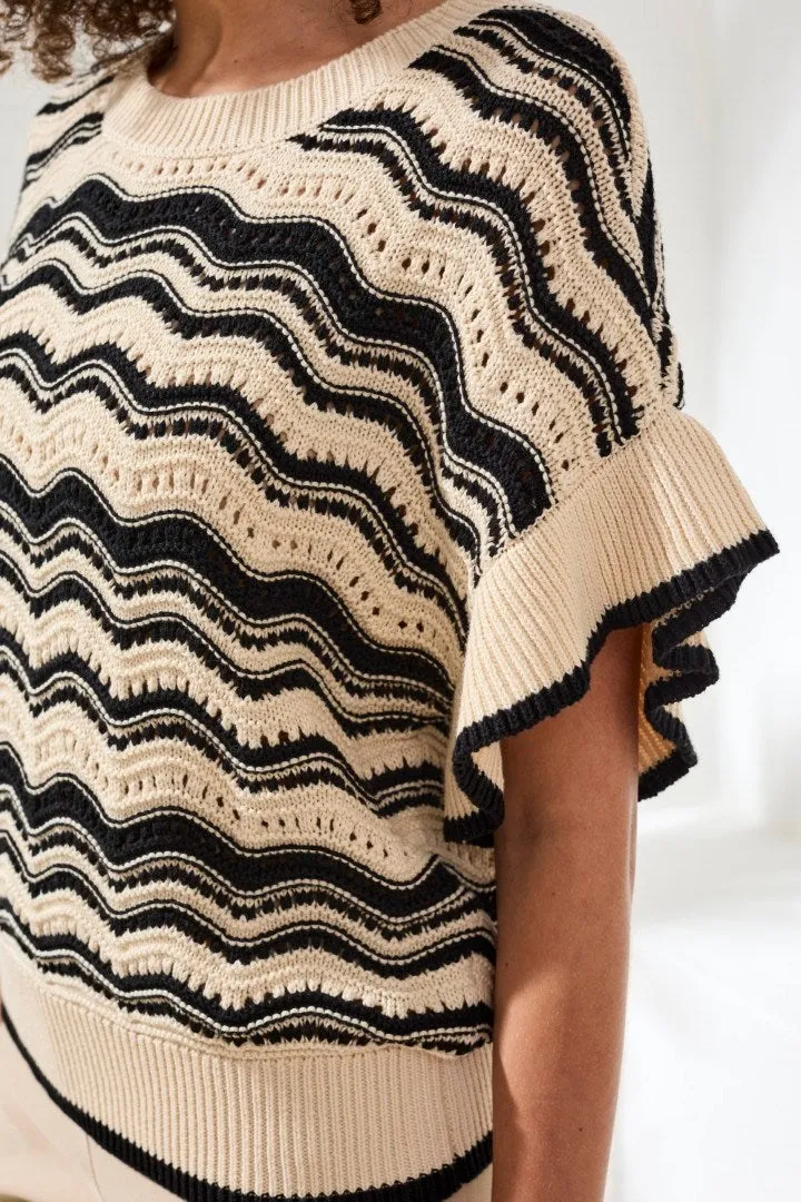 Wave Jacquard Knit Sweater with Refined Tipping-Canvas sold by Tribal product image thumbnail 4