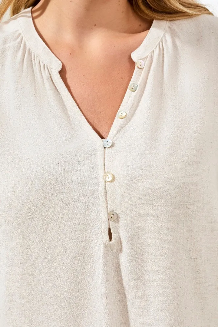 Short Sleeve Notch Neck Top with Buttons-Canvas sold by Tribal product image thumbnail 4