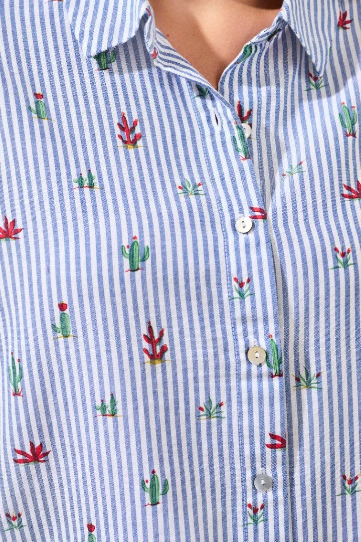 Cotton Stripe Cactus Camp Shirt-White sold by Tribal product image thumbnail 2