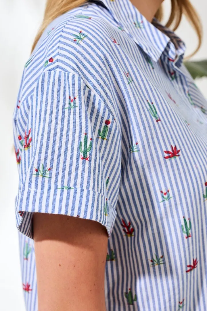 Cotton Stripe Cactus Camp Shirt-White sold by Tribal product image thumbnail 3