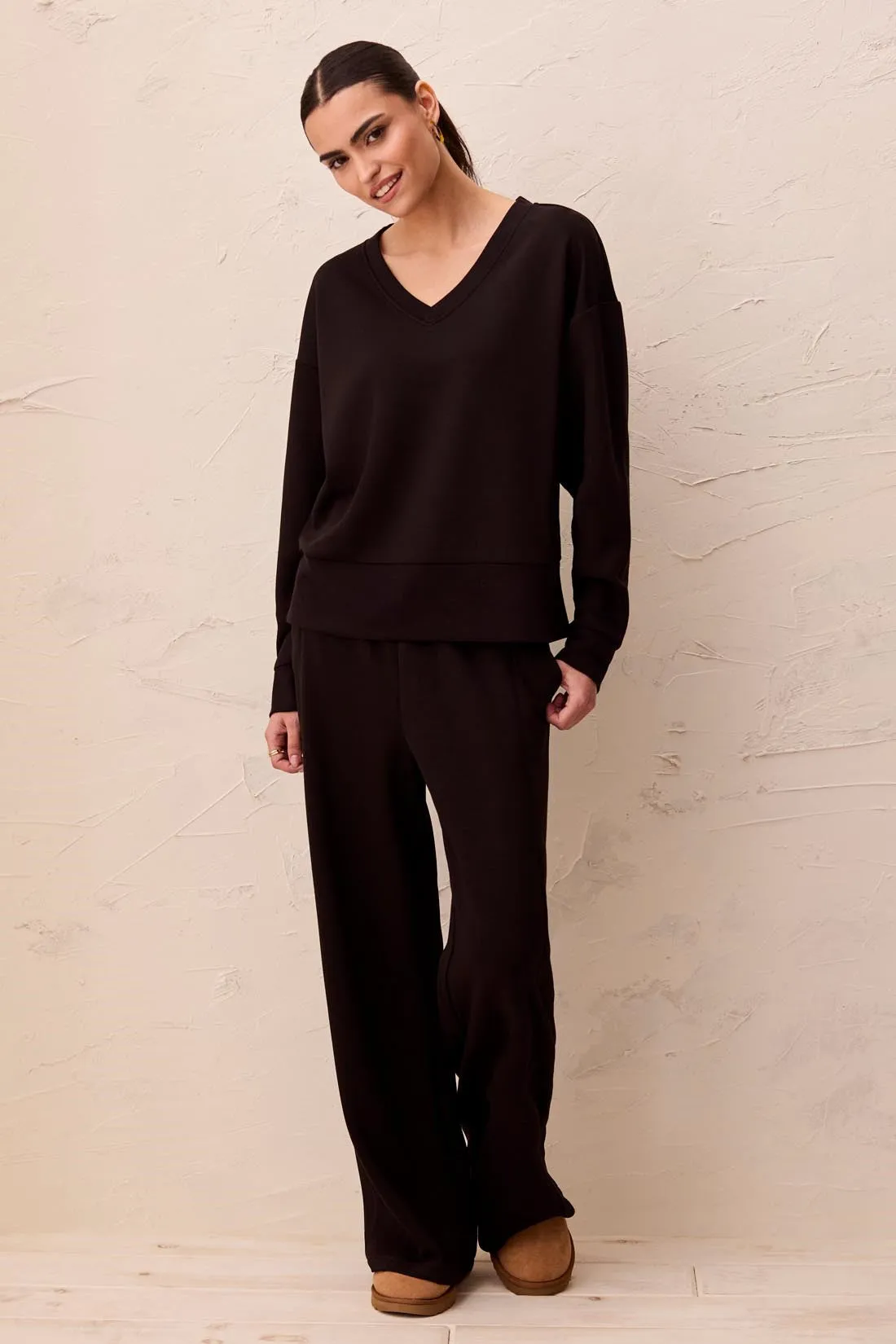TECHNO LUX V-Neck Drop Shoulder Pullover-Black sold by Tribal product image thumbnail 4