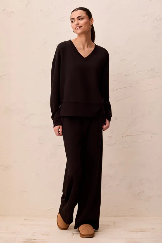 TECHNO LUX V-Neck Drop Shoulder Pullover-Black made by Tribal