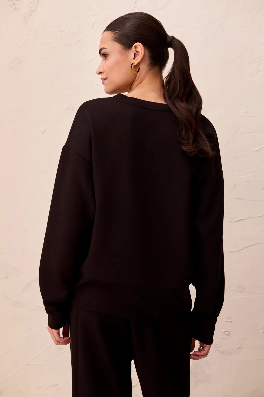TECHNO LUX V-Neck Drop Shoulder Pullover-Black sold by Tribal product image thumbnail 3