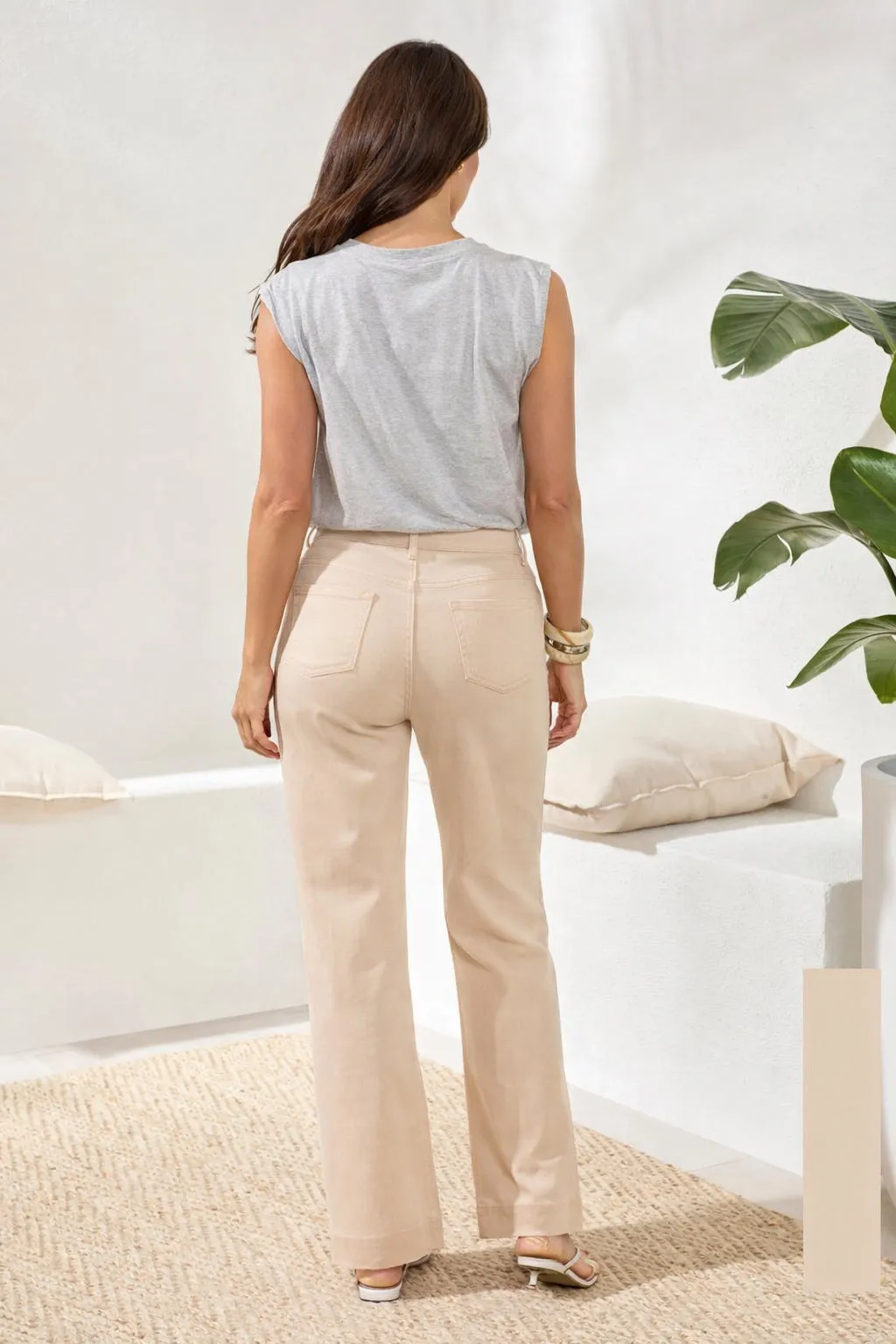 Comfort Stretch Fly Front Wide Leg Pants-Canvas sold by Tribal product image thumbnail 2