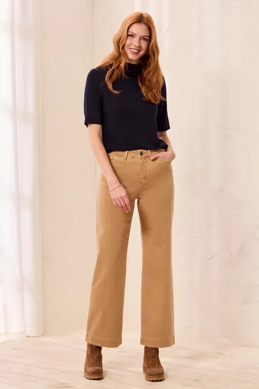 Comfort Stretch Wide Leg Pull-On Pants-Sesame made by Tribal
