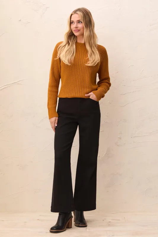 Comfort Stretch Wide Leg Pull-On Pants-Black made by Tribal