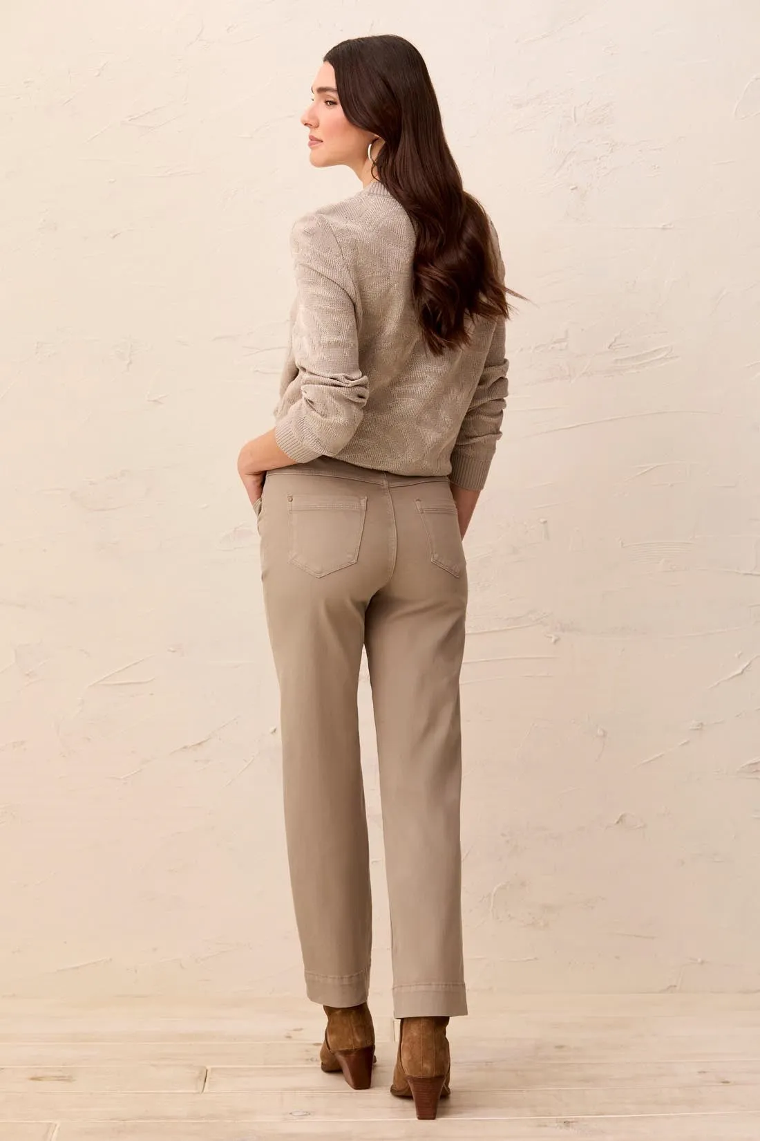 Comfort Stretch Straight Leg Pull-On Ankle Pants-Dry sand sold by Tribal product image thumbnail 2