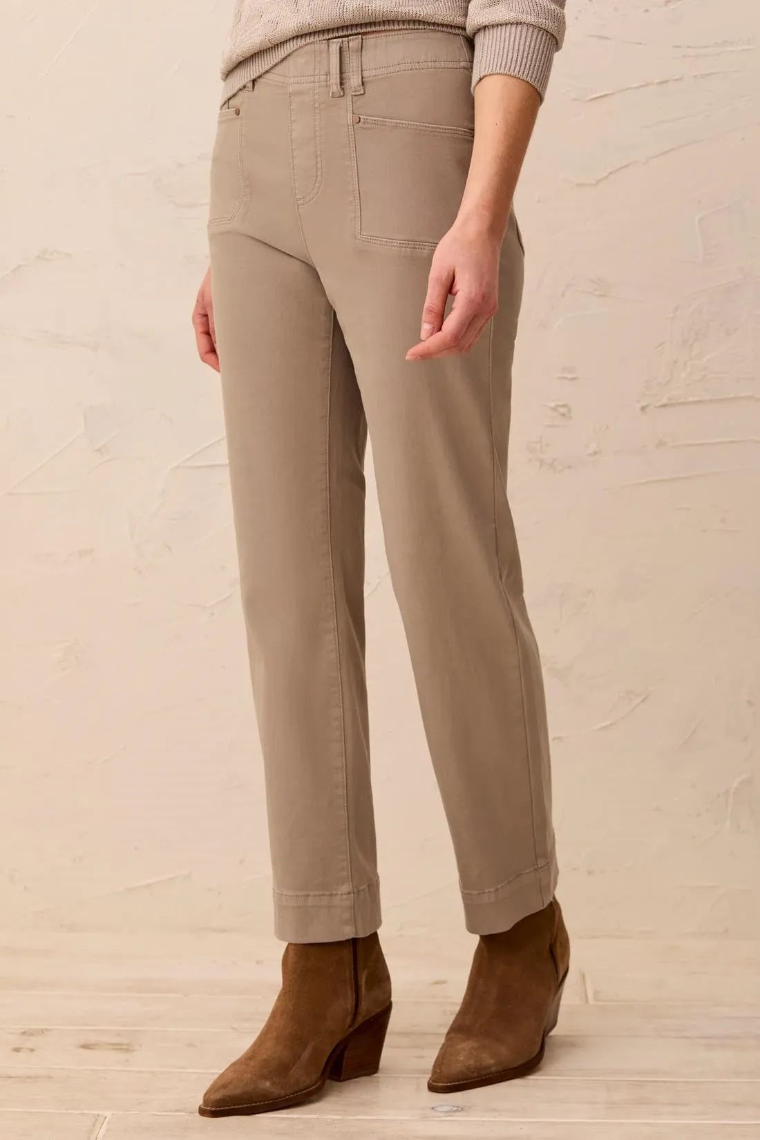 Comfort Stretch Straight Leg Pull-On Ankle Pants-Dry sand sold by Tribal product image thumbnail 3