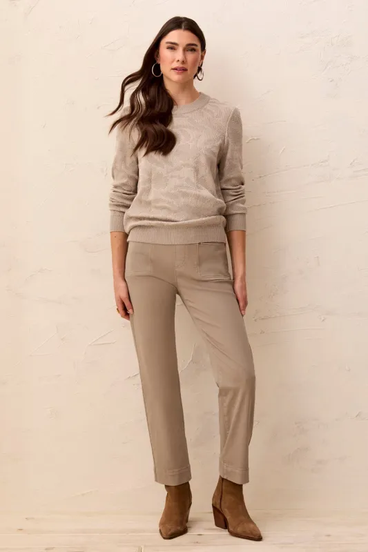 Comfort Stretch Straight Leg Pull-On Ankle Pants-Dry sand made by Tribal