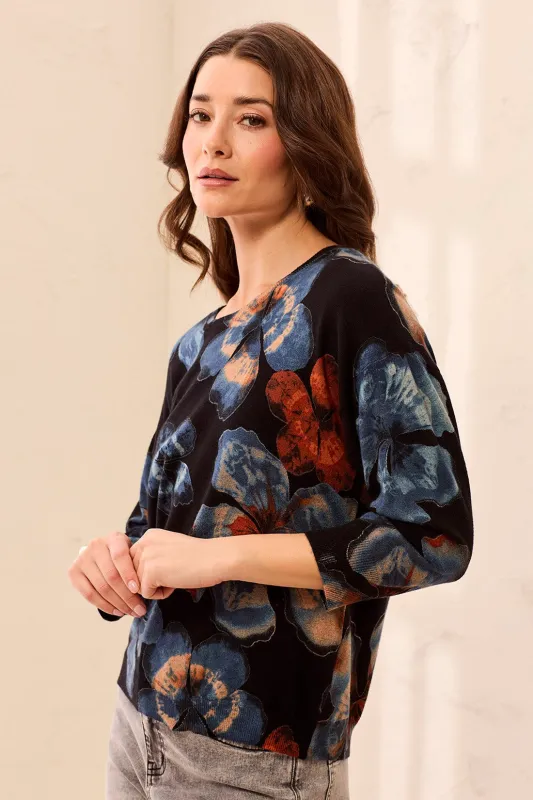 Soft Yarn Three-Quarter Sleeve Crewneck Sweater-Maple made by Tribal