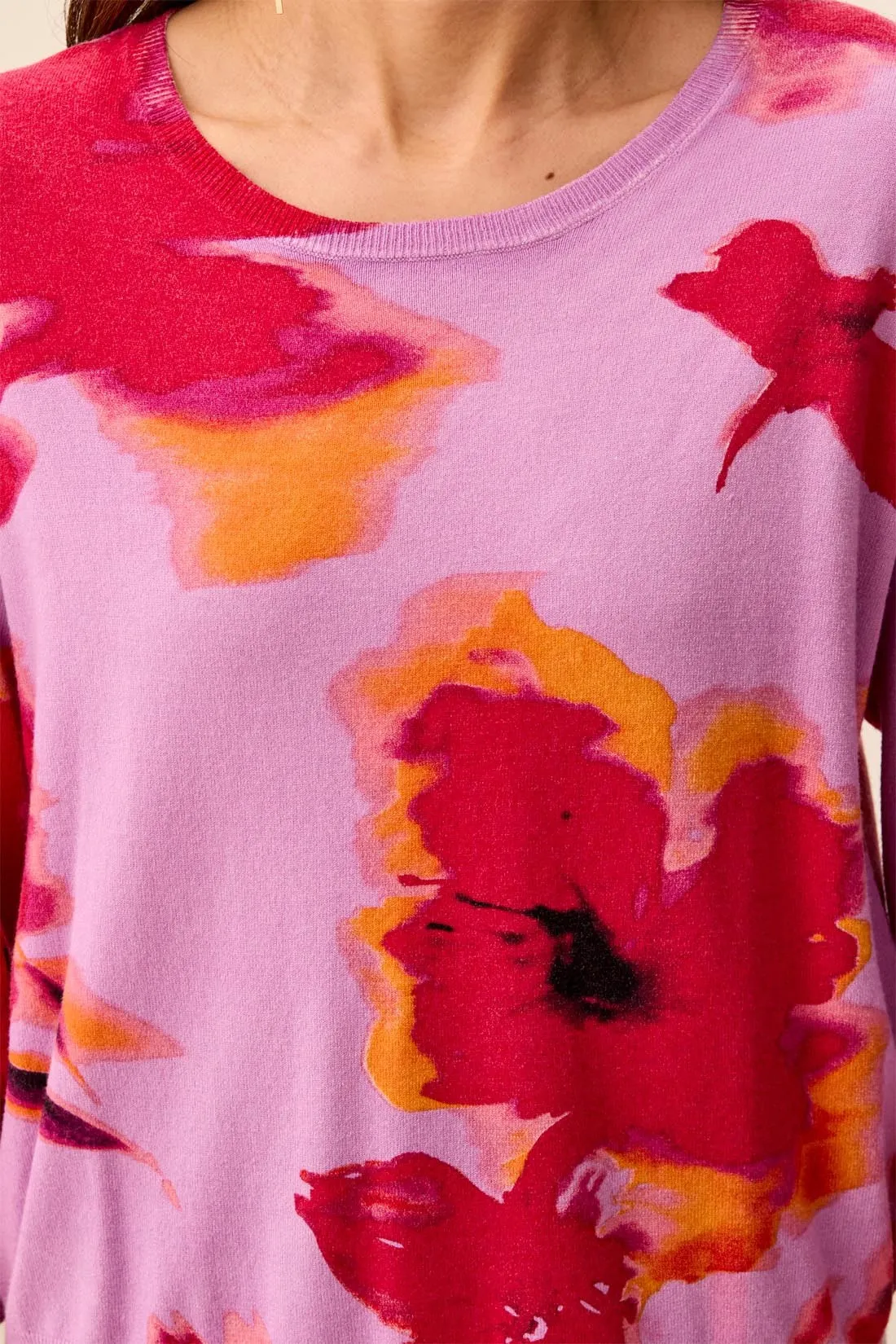 Soft Yarn Three-Quarter Sleeve Crewneck Sweater-Pansy sold by Tribal product image thumbnail 3