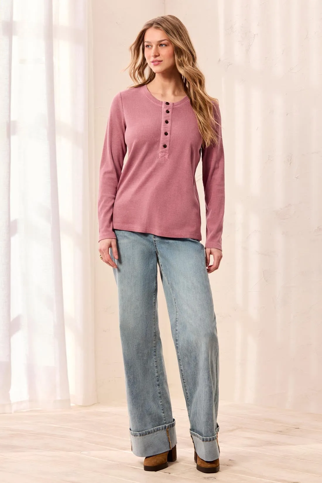 Special Wash Long Sleeve Buttoned Henley Top-Nostalgia sold by Tribal product image thumbnail 4
