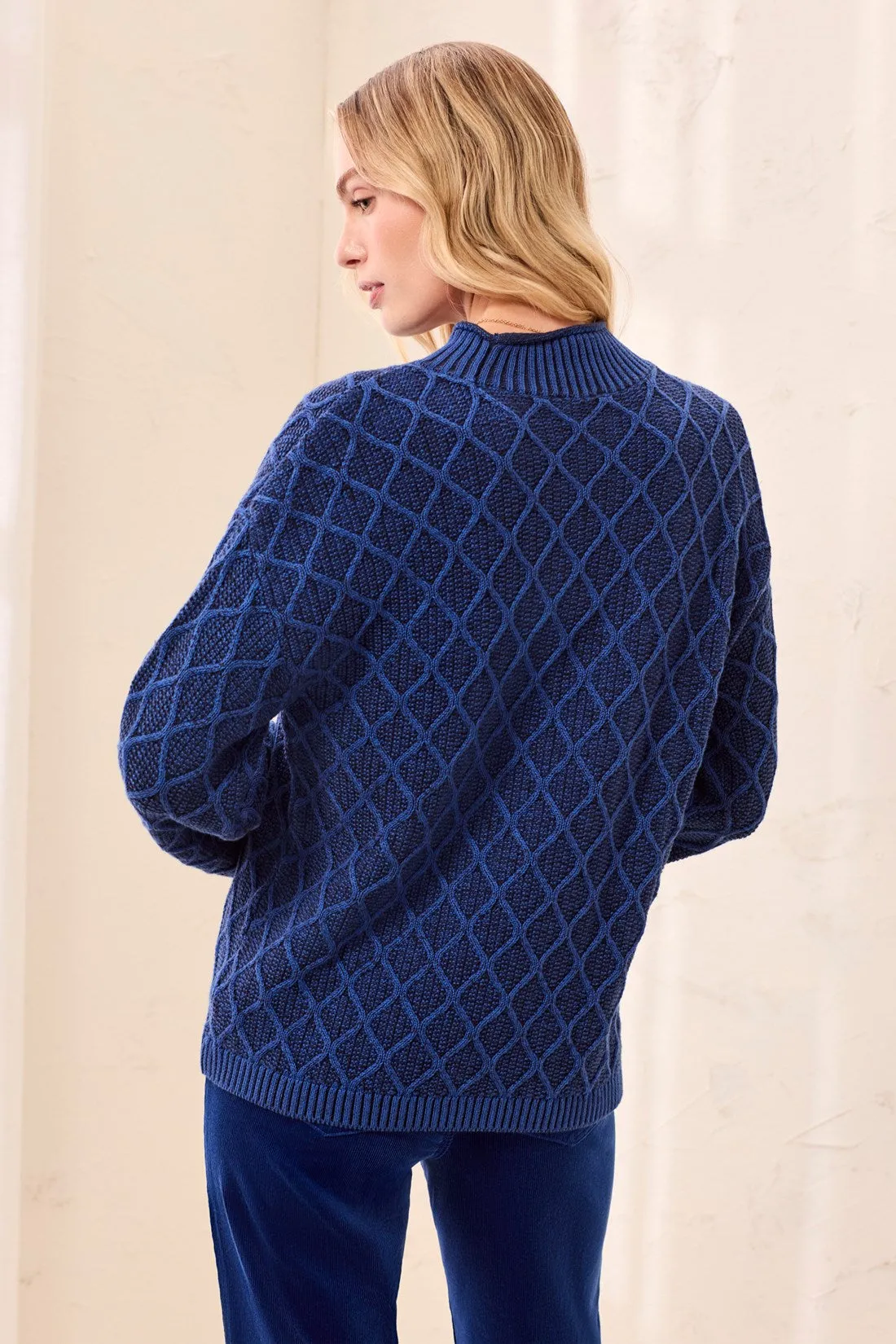 Mixed Cable Knit Long Sleeve Mock Neck Sweater-Stellar sold by Tribal product image thumbnail 4