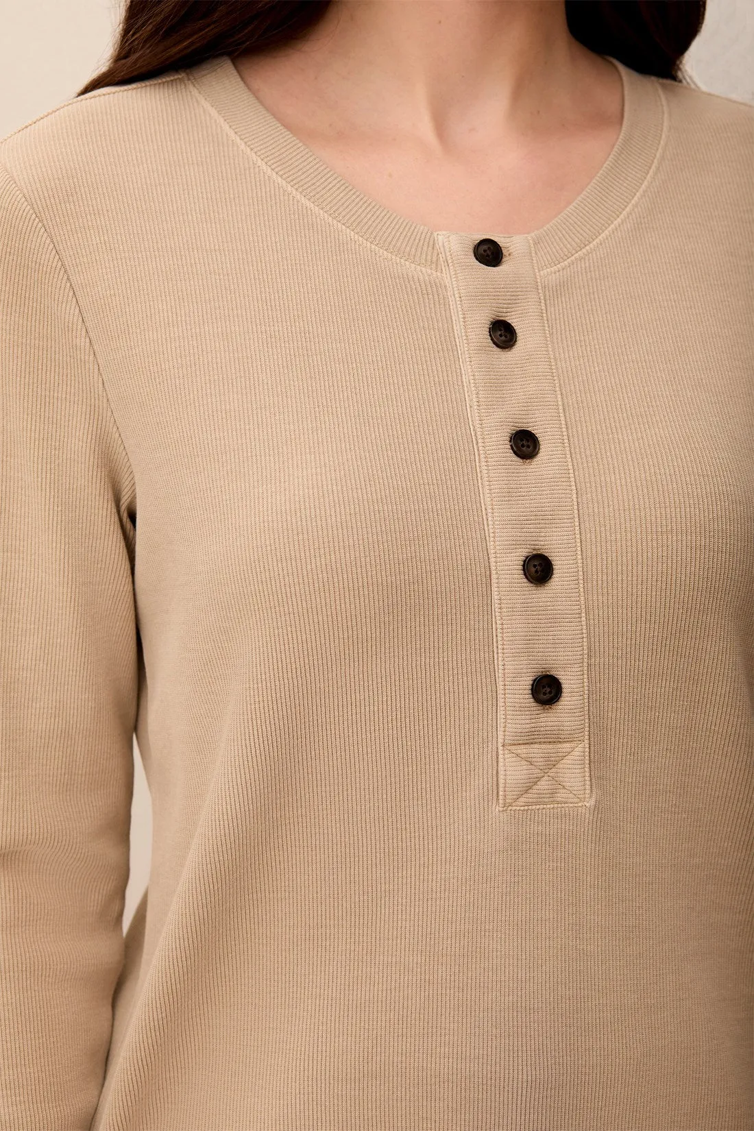 Special Wash Long Sleeve Buttoned Henley Top-Pashmina sold by Tribal product image thumbnail 2